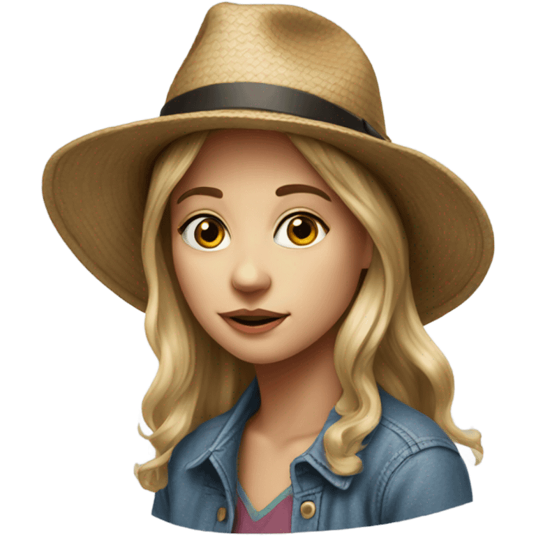 realistic portrait of a girl with hat emoji