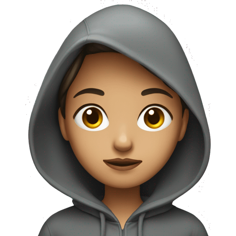 A girl looking mysterious to the side wearing hoodie emoji