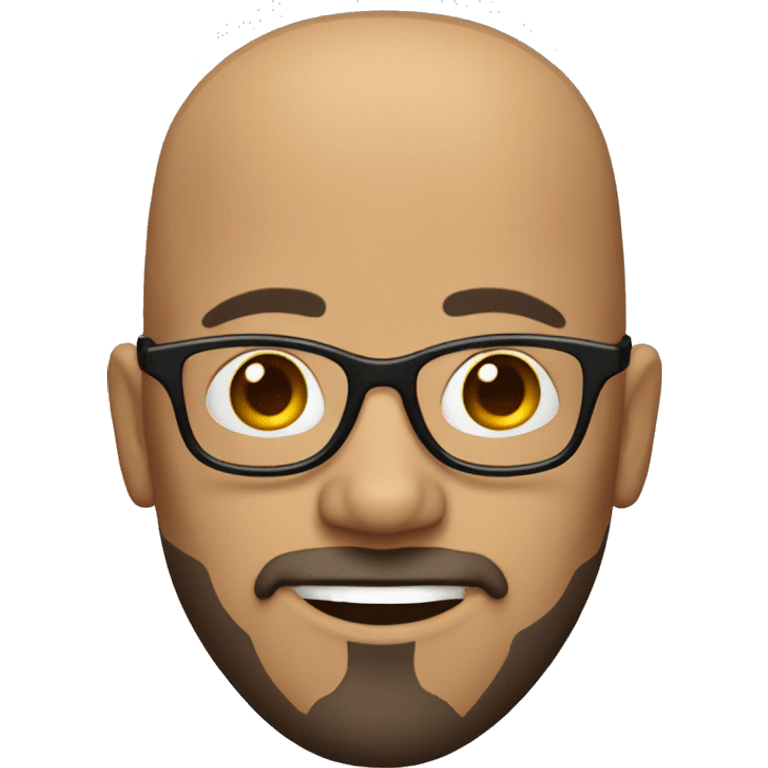 big head Bald brown guy with goatee with glasses emoji