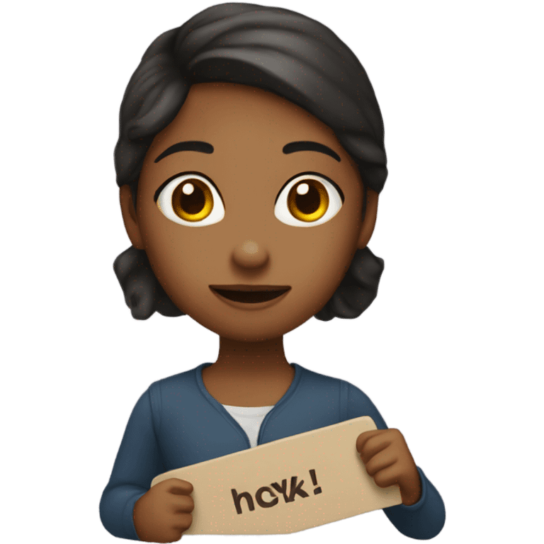 girl holding a sign «HOOKS” emoji