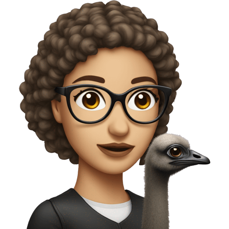 Pretty Girl with glasses on top of ostrich emoji