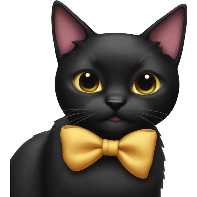 Black cat with bow emoji