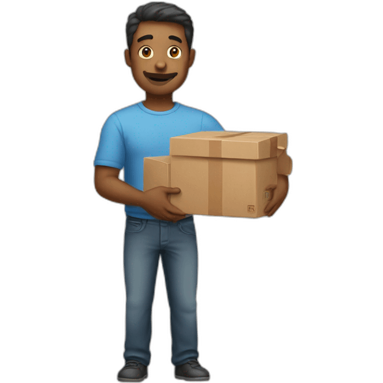 Man with box into the hands emoji