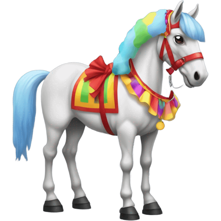 Horse dressed as clown emoji