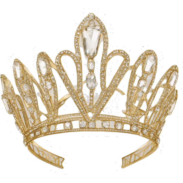 art deco queen tiara gold crystals emoji