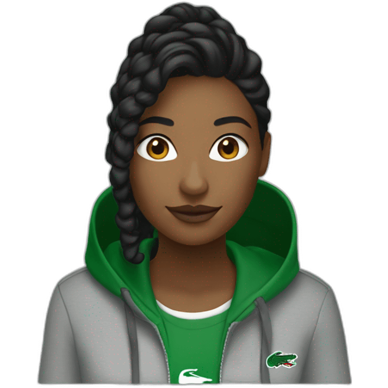 Black ladie using lacoste hoodie emoji