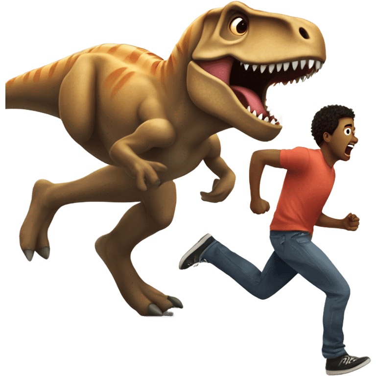 Kevin heart running from a trex emoji