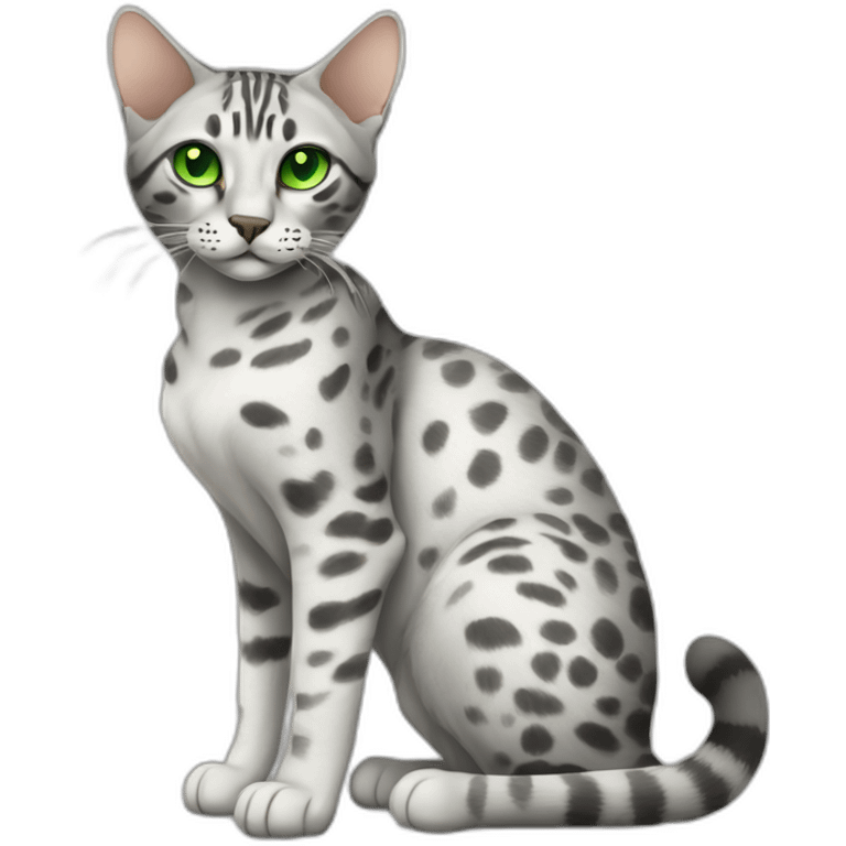 Egyptian Mau cat with green eyes, full-height emoji