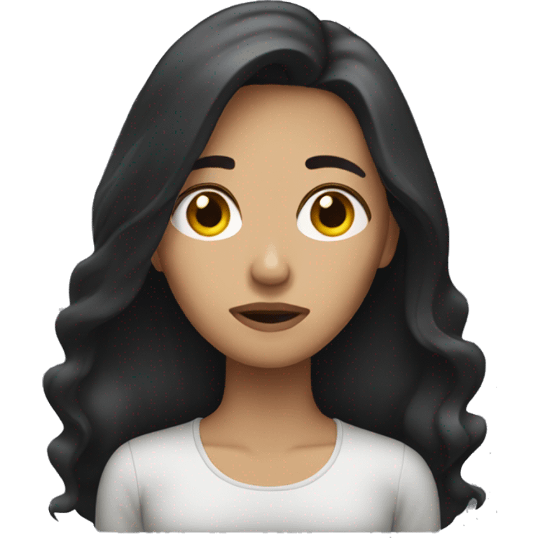 Women with dark long hair exhausted  emoji