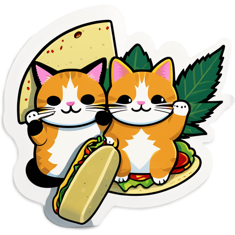 Cannabis leaf and cats eating tacos  emoji