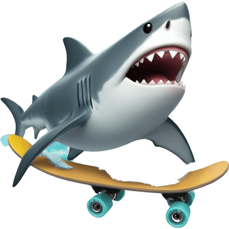 A shark finding a skateboard in the ocean  emoji