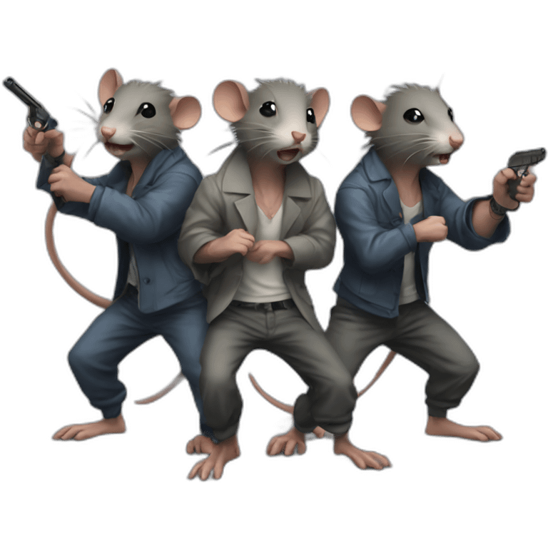 group of gangster rats fighting emoji