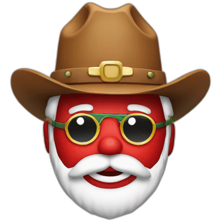 Santa with glass and a cowboy hat emoji