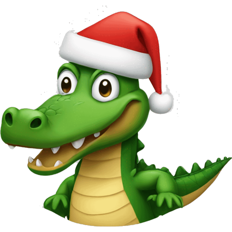 Alligator wearing Santa hat emoji