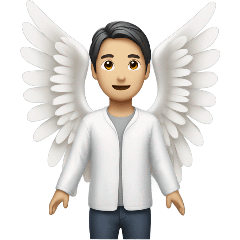 Japanese man with angel wings emoji