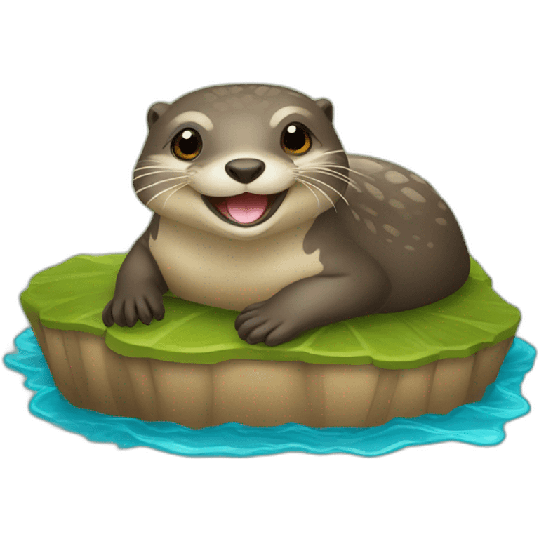 Loutre sur tortue  emoji