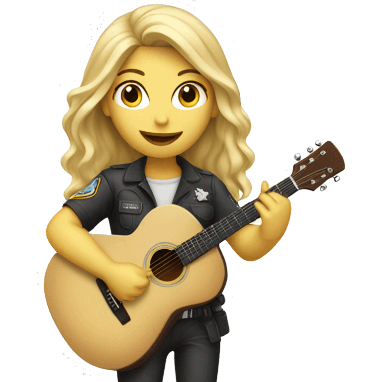 blonde girl with pilot helmet playing acoustic guitar emoji