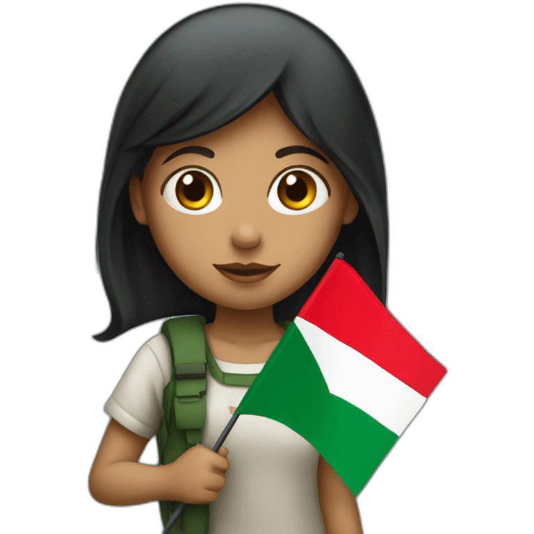 Emoji of a girl holding the flag of Palestine emoji