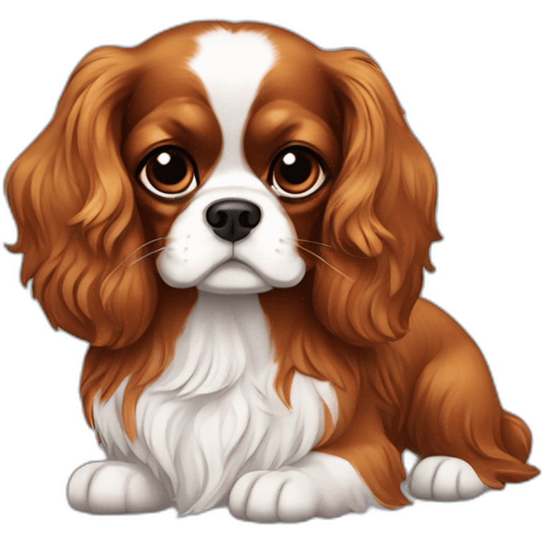 two cavaliers king charles spaniel in love emoji