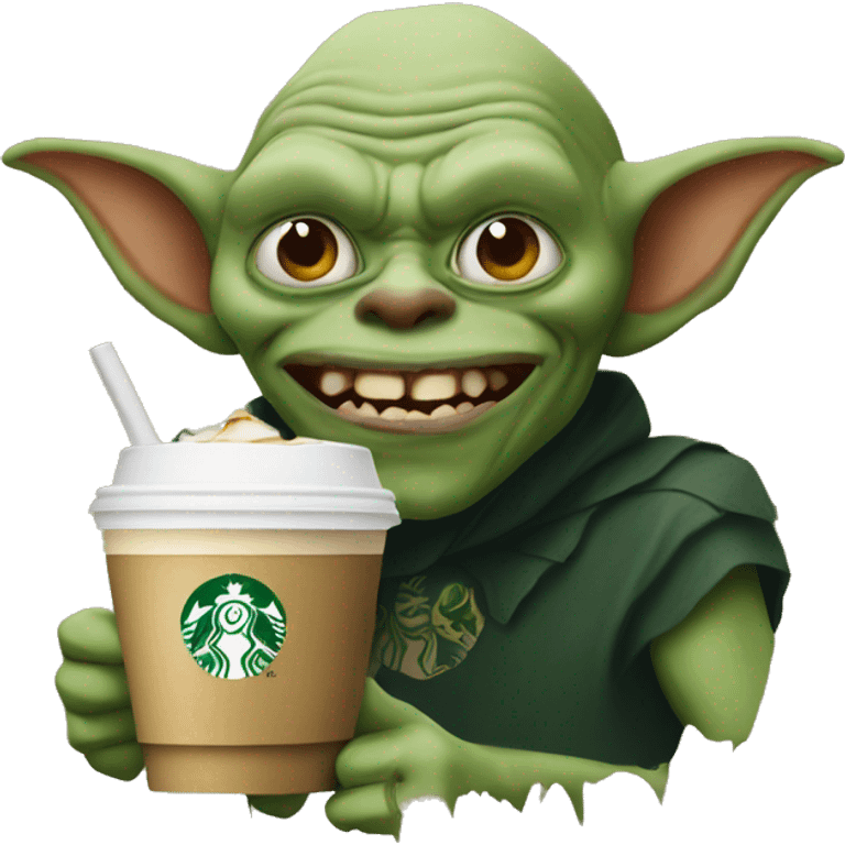 ugly goblin with starbucks drink  emoji