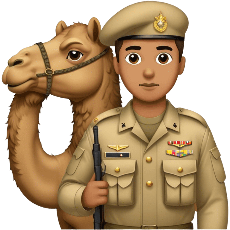 Military man wearing camels emoji