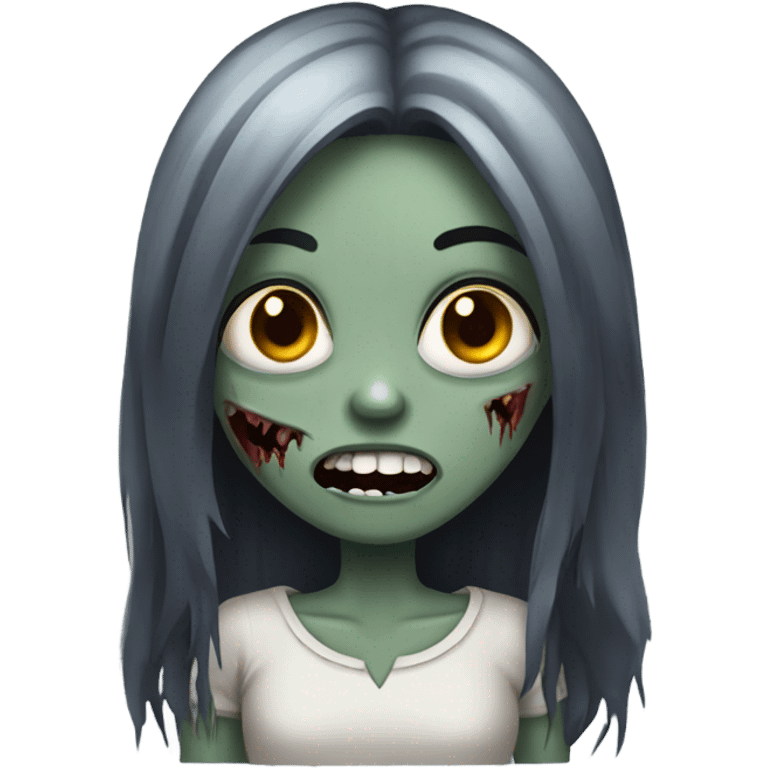 girl zombie with dark long hair with teeth emoji