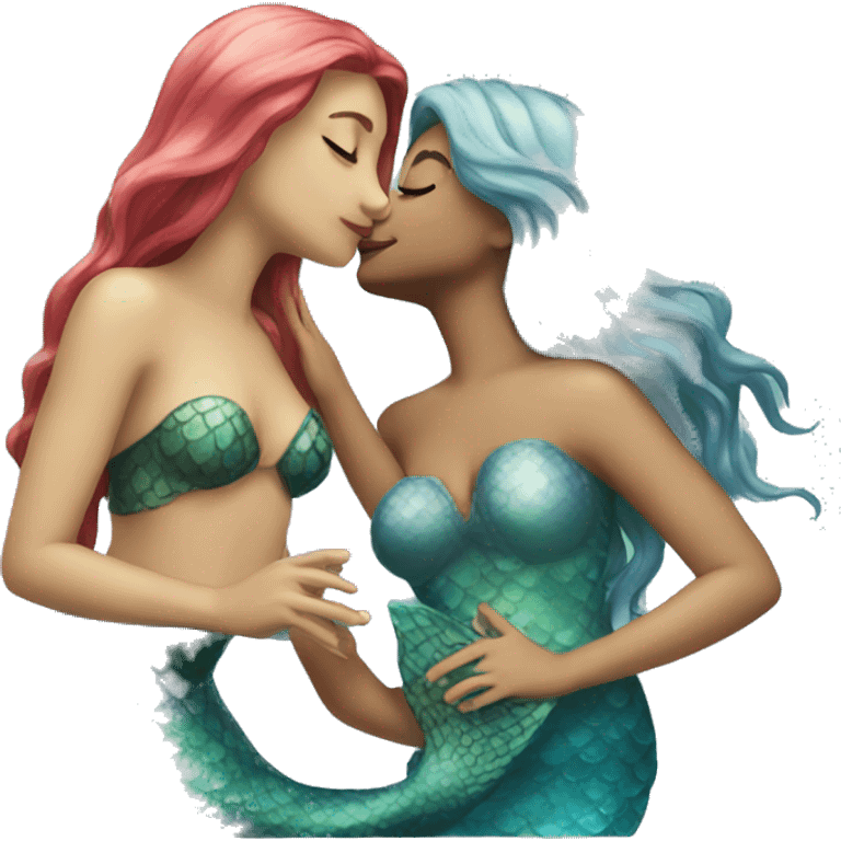 Mermaid kissing another mermaid emoji