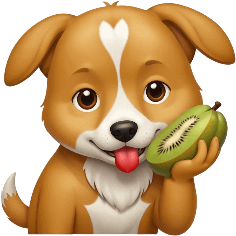 dog eating fruit emoji