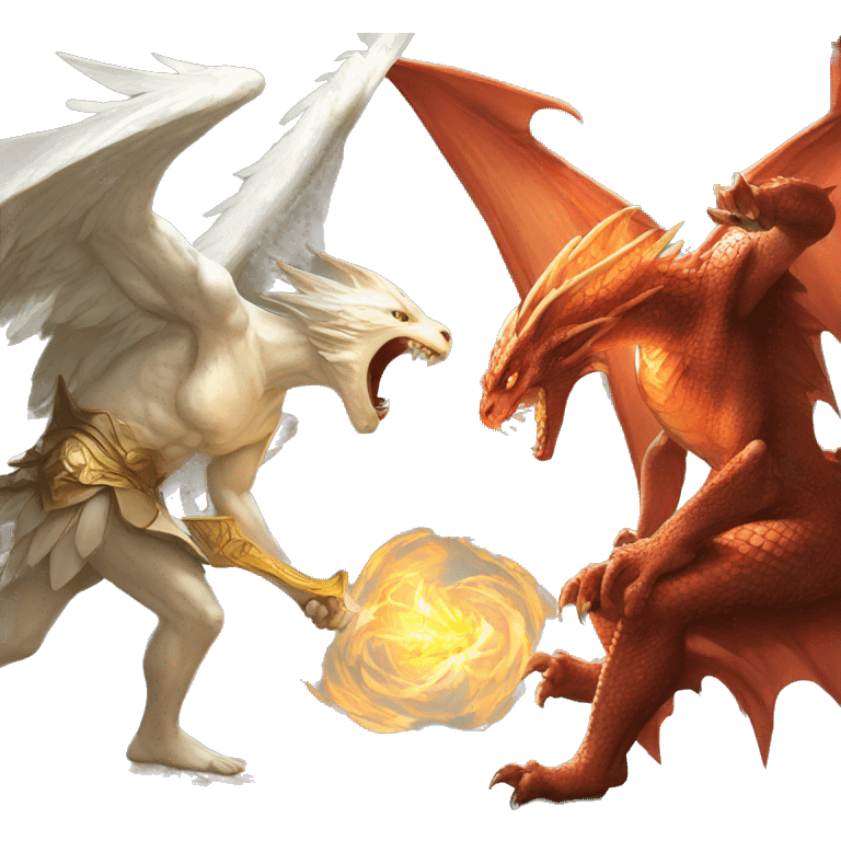 mtg angel fighting vs a dragon emoji