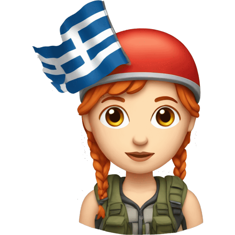 female mountaineer red hair with cap with easter egg and greek flag  emoji