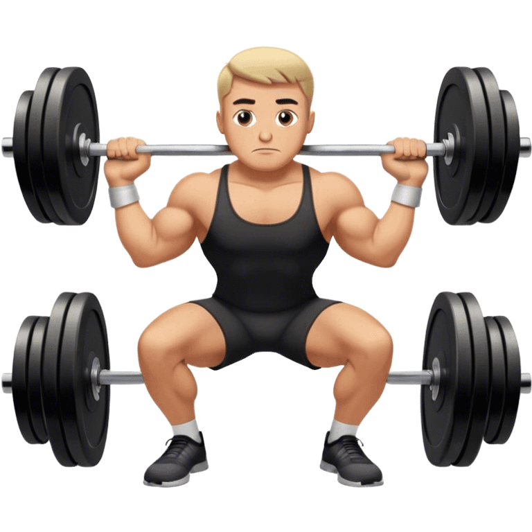 german guy performing heavy barbell squats with weights emoji