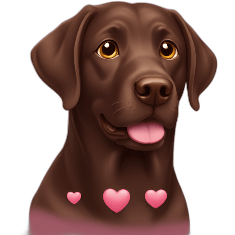 Chocolate labrador with hearts emoji