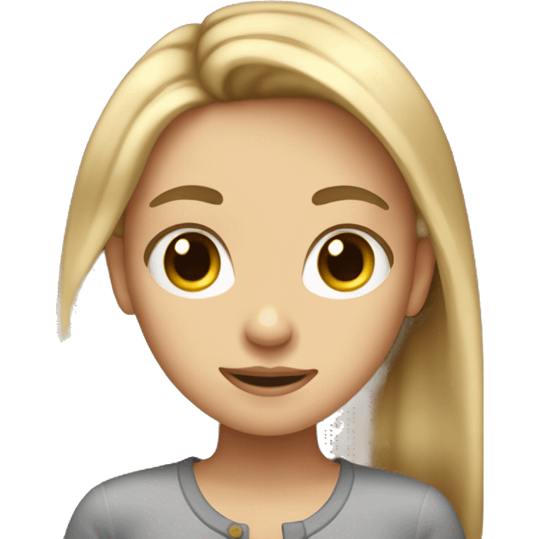 Girl with dirty dirty blonde hair holding a mainecon  emoji