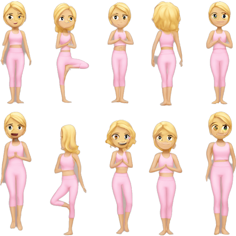 blonde yoga girl light pink clothes n emoji