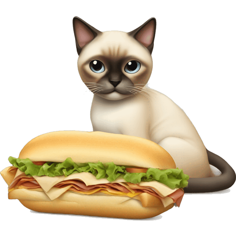 chonky siamese cat eating sub sandwich  emoji