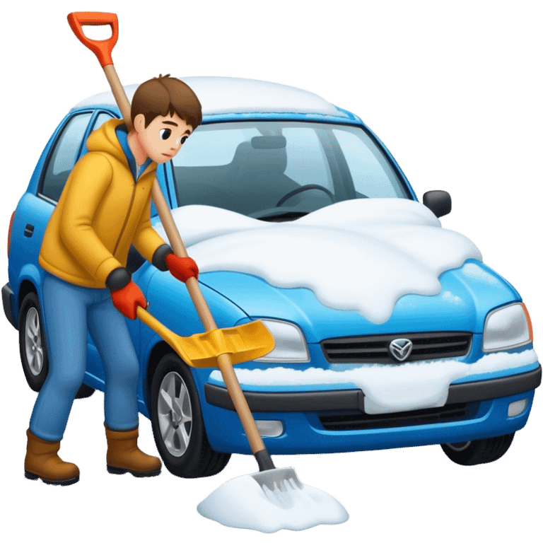 Shovelling out a car in the snow emoji