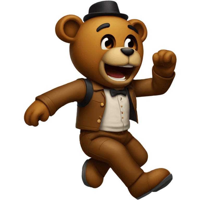 Freddy Fazbear doing a backflip emoji