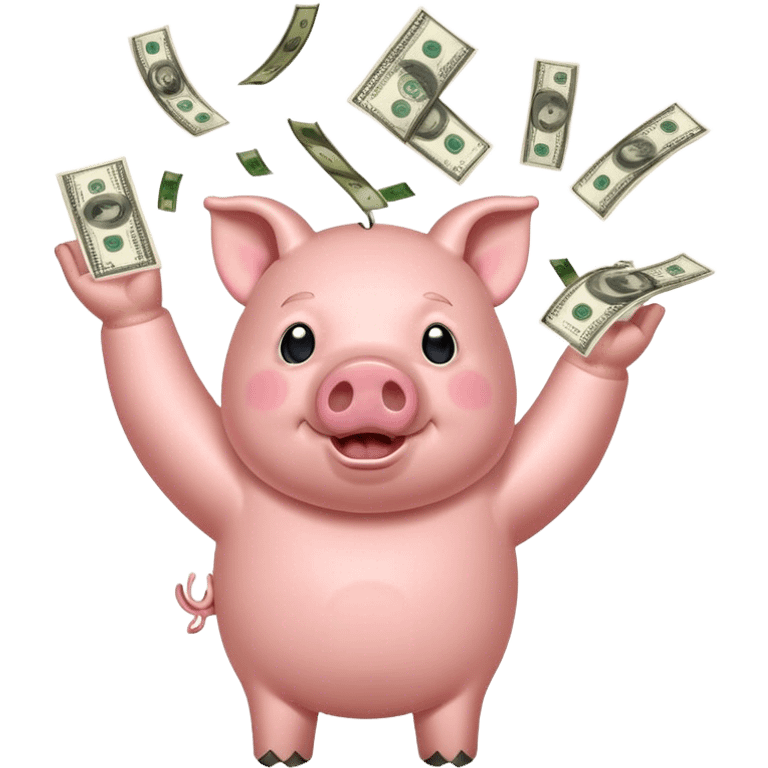 pig throwing money over his head emoji