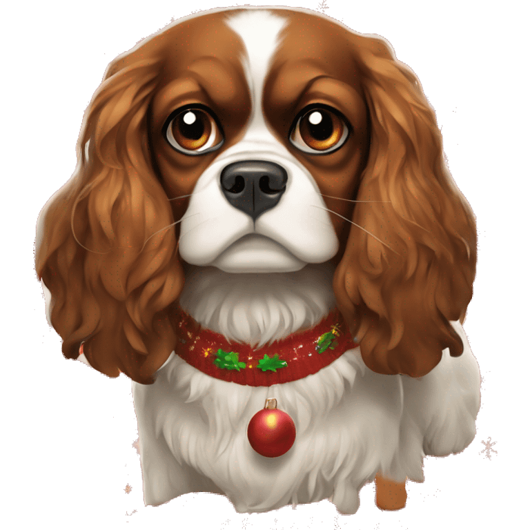 Angry King Charles spaniel in a Christmas sweater  emoji