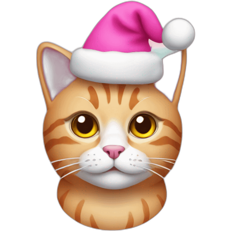 pink cat with christmas hat emoji