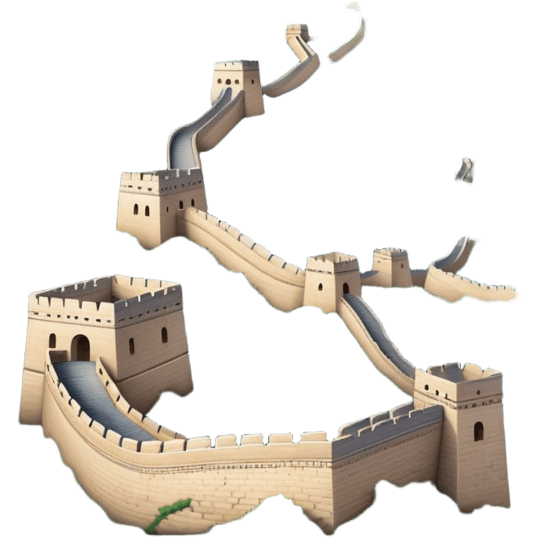 Cinematic Realistic Great Wall of China Landmark Emoji, depicted as ancient fortifications winding across majestic mountains, rendered with intricate detail and dramatic lighting. emoji