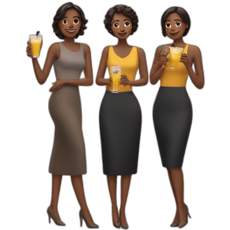 Three women with drinks emoji