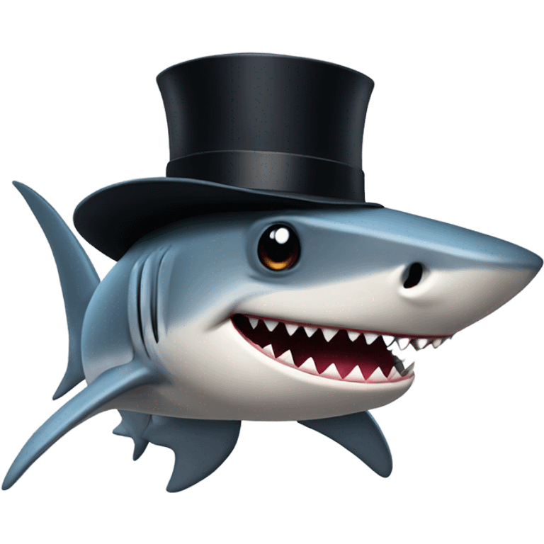 Shark with a top hat emoji