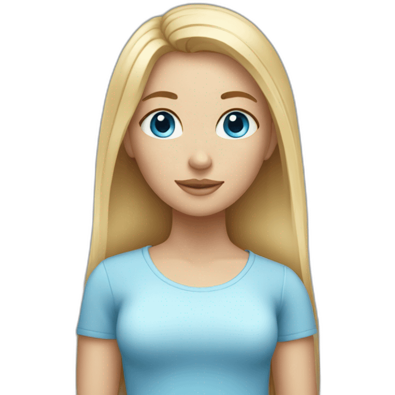 Cute woman with straight blonde hair and blue eyes emoji