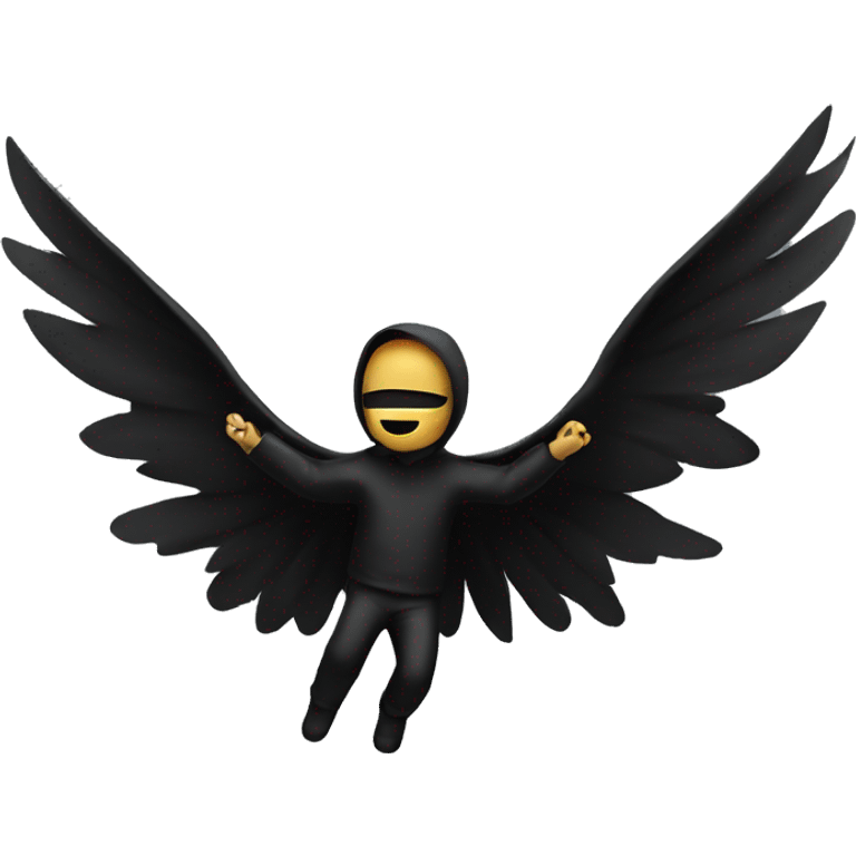 winged falling man in black emoji