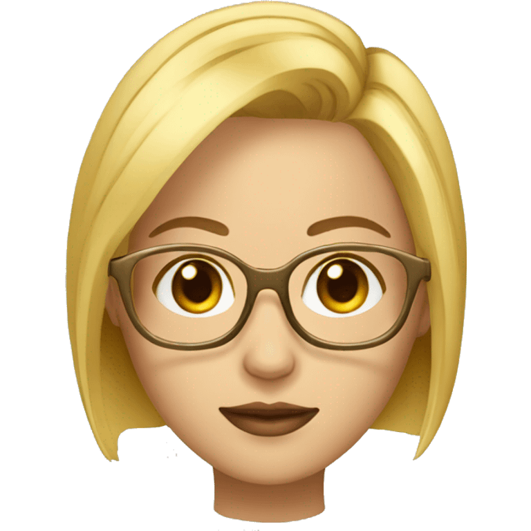 blonde girl with bob hair and brown eyes wearing thin golden glasses emoji