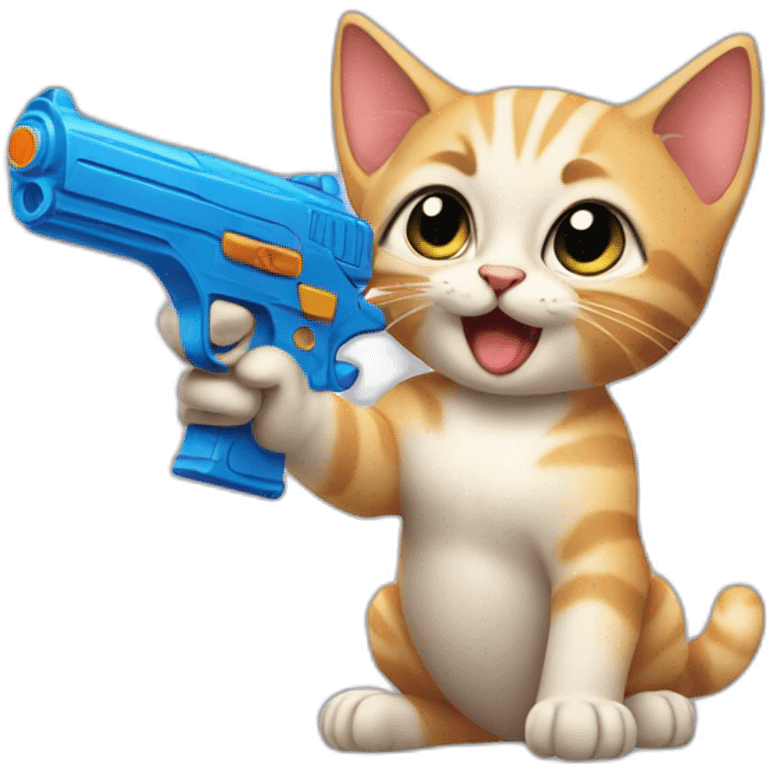 kitten pointing a waterpistol emoji