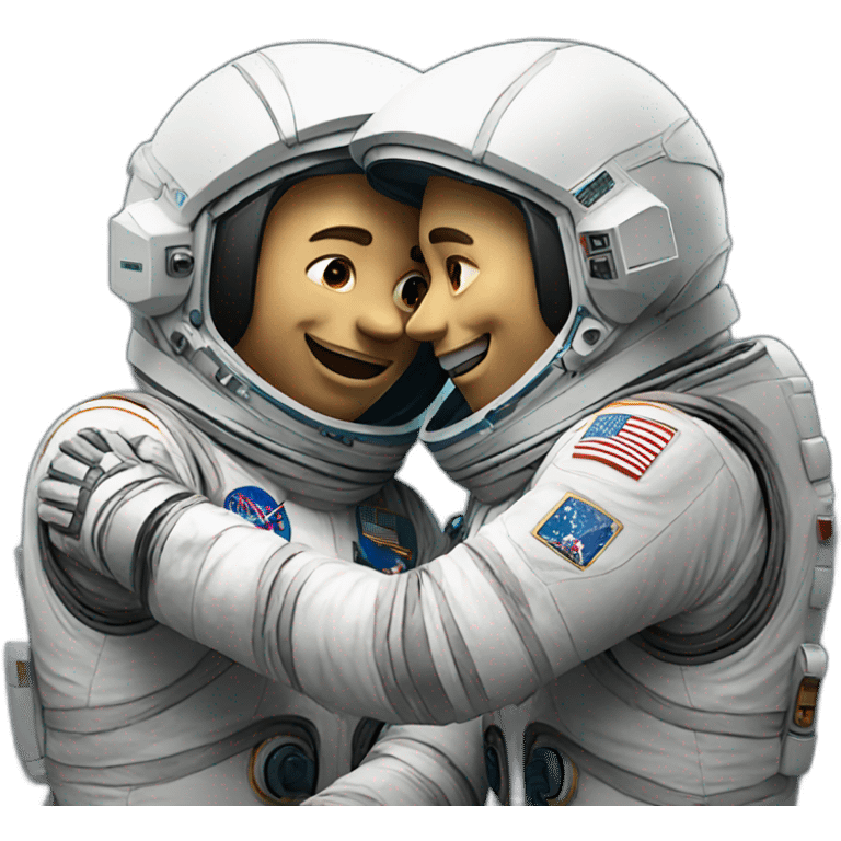 Two male astronauts hugging emoji