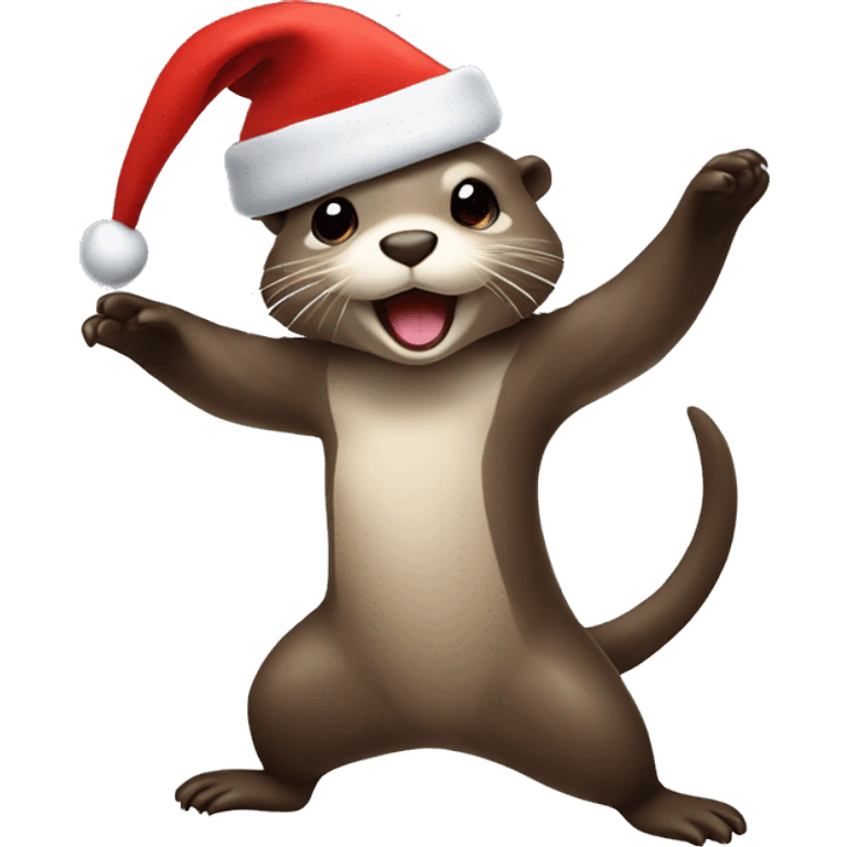 Otter dancing with santa Claus hat  emoji