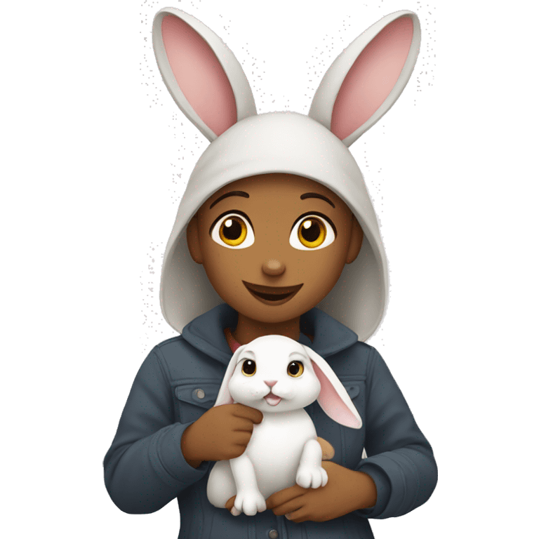 Rabbit with girl emoji